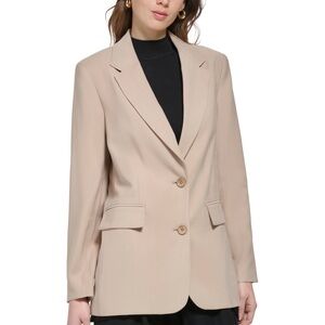 NEW $169 Size M DKNY Khaki Beige Notch Collar Faux Pocket Blazer JACKET ONLY